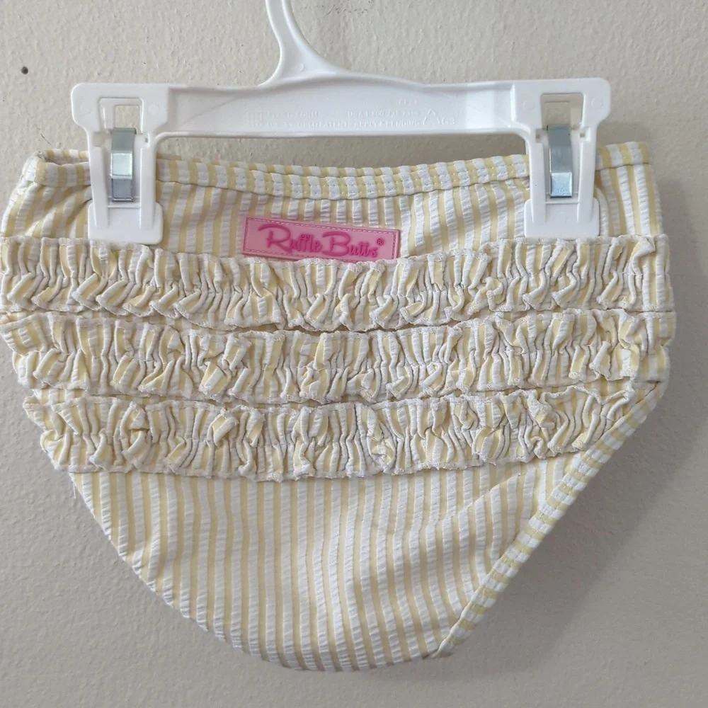 Ruffle Butts Yellow + White Seersucker Two-Piece Swimsuit Girls Size 6